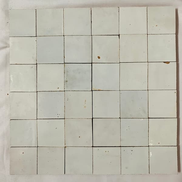 Contemporary Zellige Panels, 12"x12"x1/2", Squares in OffWhite Bed